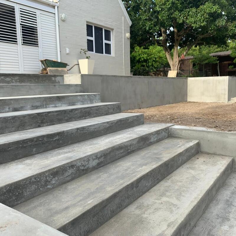 Concrete steps and retaining structures
